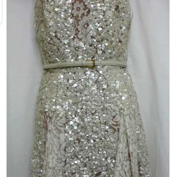 ELIE SAAB Ivory SEQUINED COCKTAIL DRESS - Picture 2 of 7